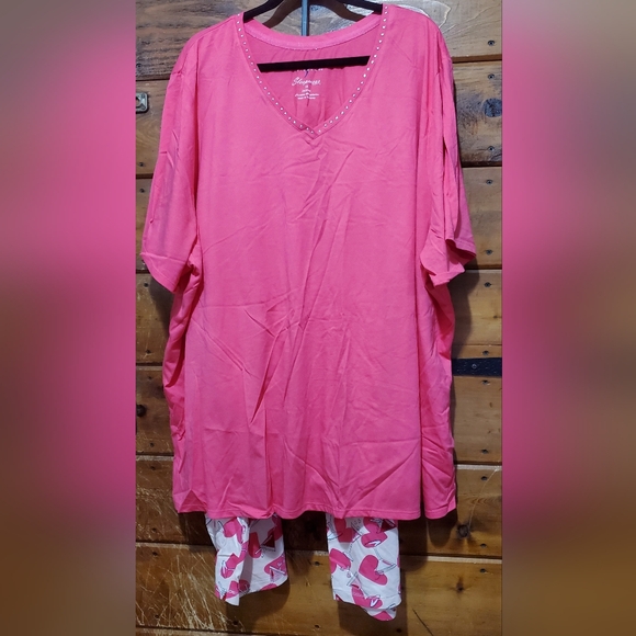 Vibrant Pink and Cream Pajamas Sleepwear Set - Picture 1 of 12
